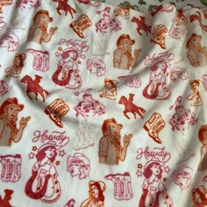 Western Themed Blanket with Cowgirl Print